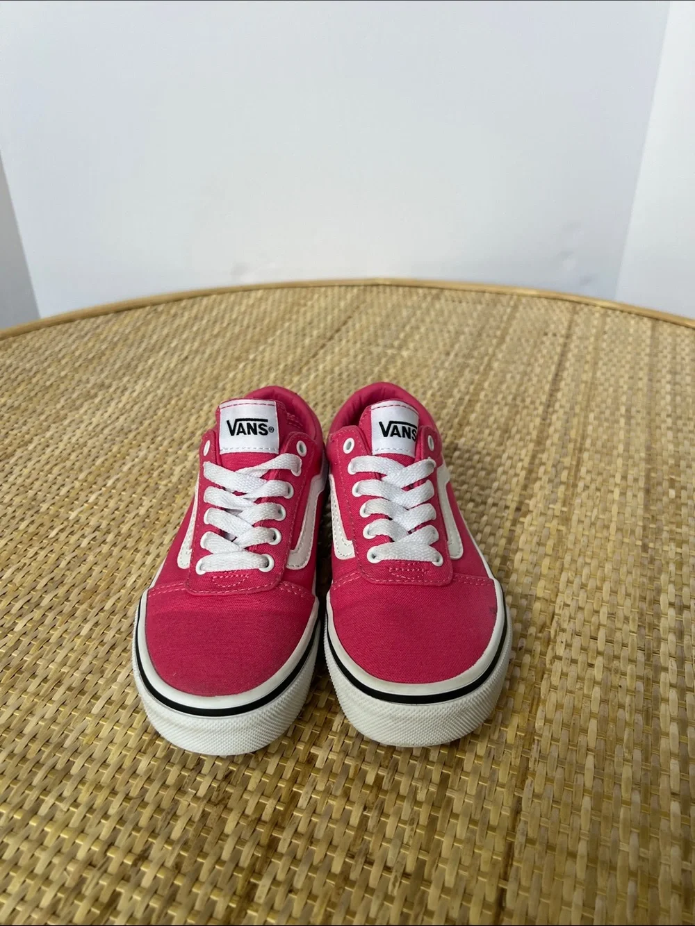 Vans Ward Honeysuckle Pink white Canvas Sneaker Missy/Youth/Little Girl Size 12